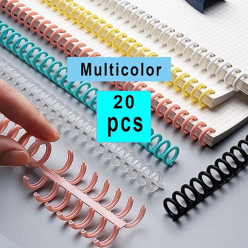 Markeny 20PCS Plastic Click Binding Combs Colorful Spiral Binding Coils 12mm Comb Binding Spines 30 Rings Binder Combs Kits, 30 Ring - Image 3
